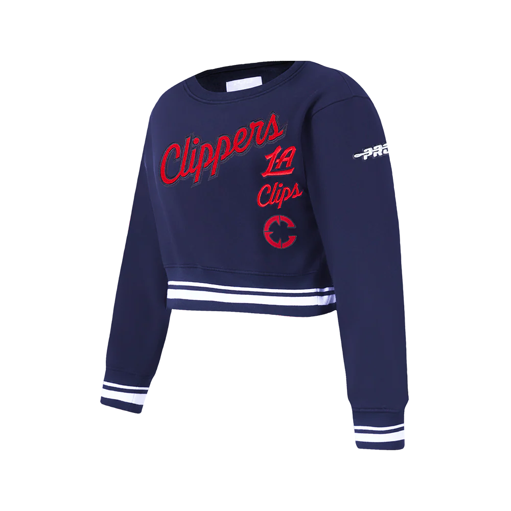 NBA LOS ANGELES CLIPPERS RETRO CLASSIC BIG GIRLS RIB FLEECE CREWNECK (MIDNIGHT NAVY) - Image 2