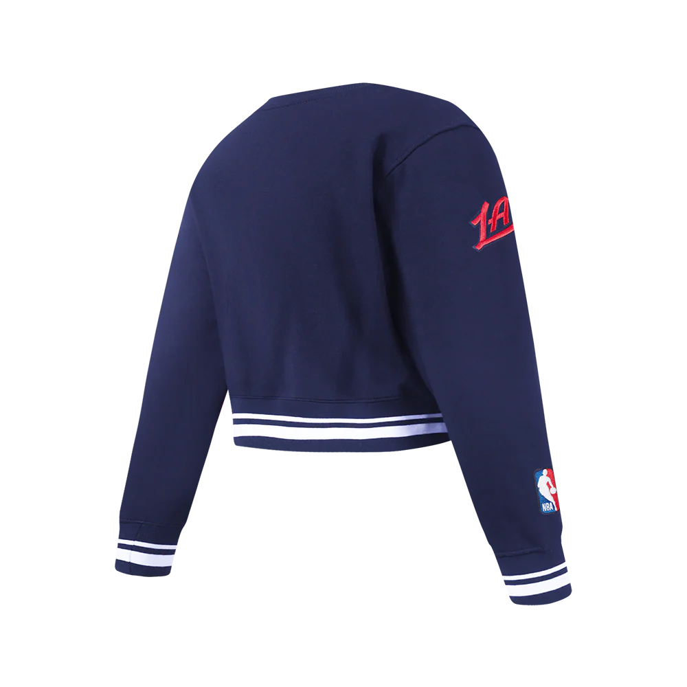 NBA LOS ANGELES CLIPPERS RETRO CLASSIC BIG GIRLS RIB FLEECE CREWNECK (MIDNIGHT NAVY) - Image 4