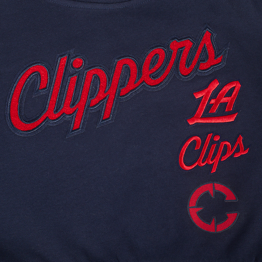 NBA LOS ANGELES CLIPPERS RETRO CLASSIC BIG GIRLS RIB FLEECE CREWNECK (MIDNIGHT NAVY) - Image 8