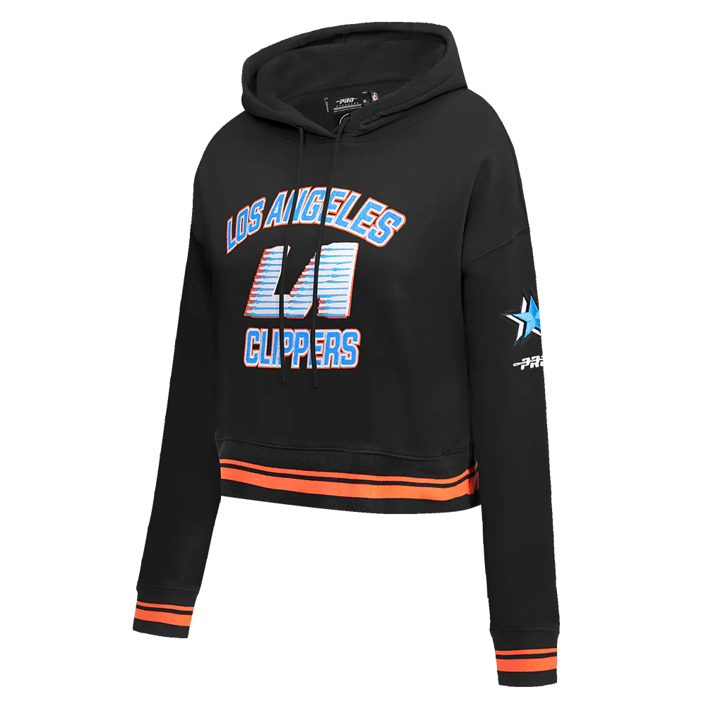NBA LOS ANGELES CLIPPERS CITY EDITION 25-26 WOMEN'S RIB FLC CROPPED PO HOODIE (BLACK/ORANGE) - Image 3