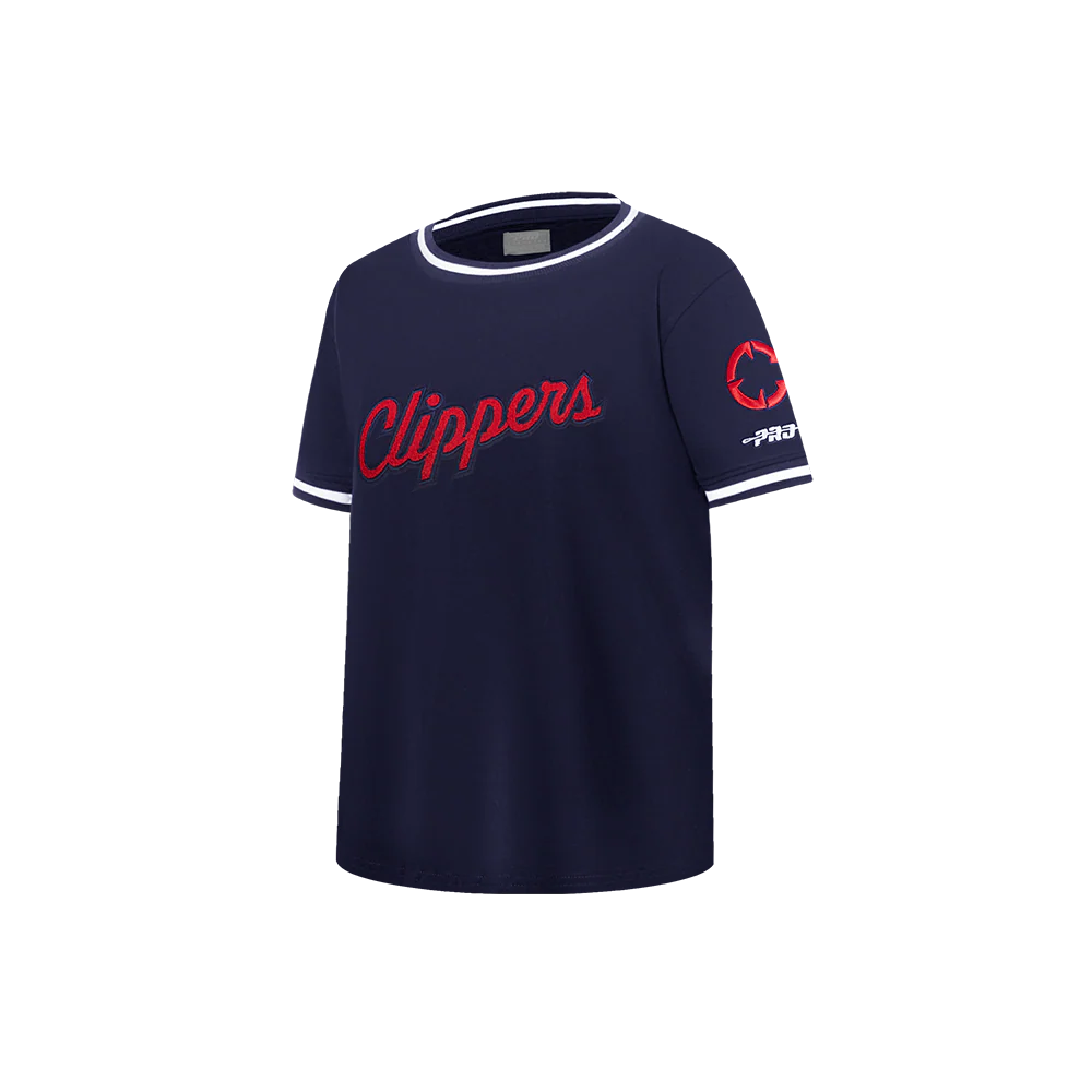NBA LOS ANGELES CLIPPERS CLASSIC LITTLE BOYS SHORT SLEEVE STRIPED RIB TEE (MIDNIGHT NAVY) - Image 2