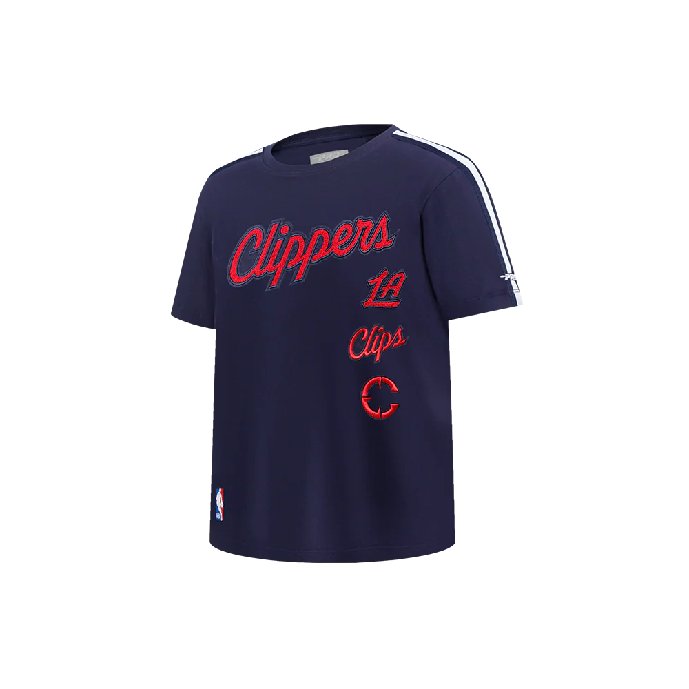 NBA LOS ANGELES CLIPPERS RETRO CLASSIC LITTLE BOYS SHORT SLEEVE TAPING TEE (MIDNIGHT NAVY) - Image 2