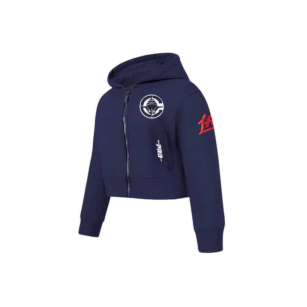 NBA LOS ANGELES CLIPPERS CLASSIC LITTLE GIRLS FLEECE FULL ZIP HOODIE (MIDNIGHT NAVY) - Image 2
