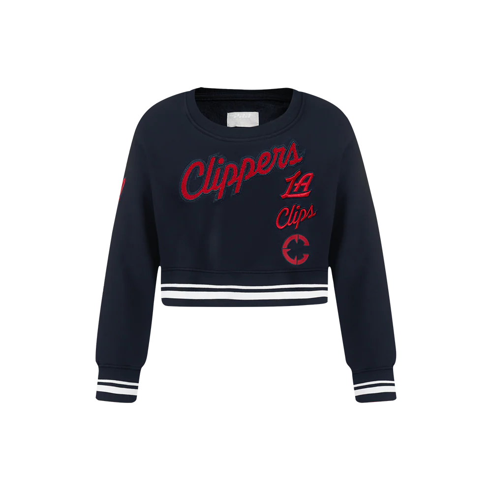 NBA LOS ANGELES CLIPPERS RETRO CLASSIC LITTLE GIRLS RIB FLEECE CREWNECK (MIDNIGHT NAVY) - Image 7
