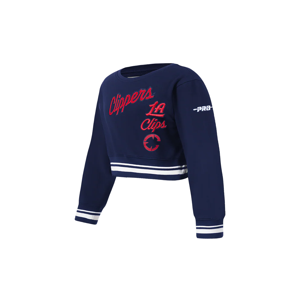 NBA LOS ANGELES CLIPPERS RETRO CLASSIC TODDLER GIRLS RIB FLEECE CREWNECK (MIDNIGHT NAVY) - Image 2