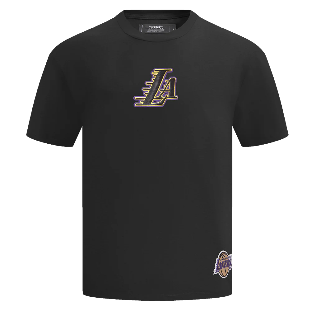 NBA LOS ANGELES LAKERS WINGSPAN MEN'S COTTON JERSEY DROP SHOULDER TEE (BLACK) - Image 2