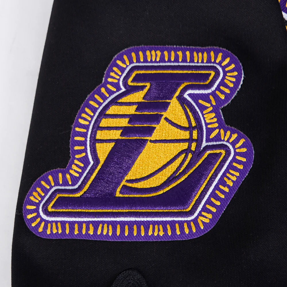 NBA LOS ANGELES LAKERS DIY PICK STITCH MEN'S DOUBLE KNIT SHORT SLEEVE JACKET (BLACK) - Image 7