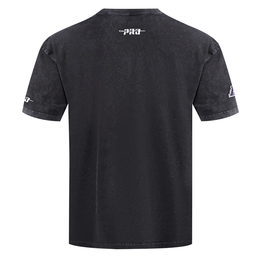 NBA LOS ANGELES LAKERS CHROME MEN'S COTTON JERSEY DROP SHOULDER TEE (WASHED BLACK) - Image 3