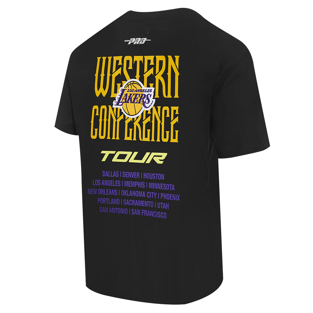NBA LOS ANGELES LAKERS CITY TOUR 2.0 MEN'S COTTON JERSEY DROP SHOULDER TEE (BLACK) - Image 4