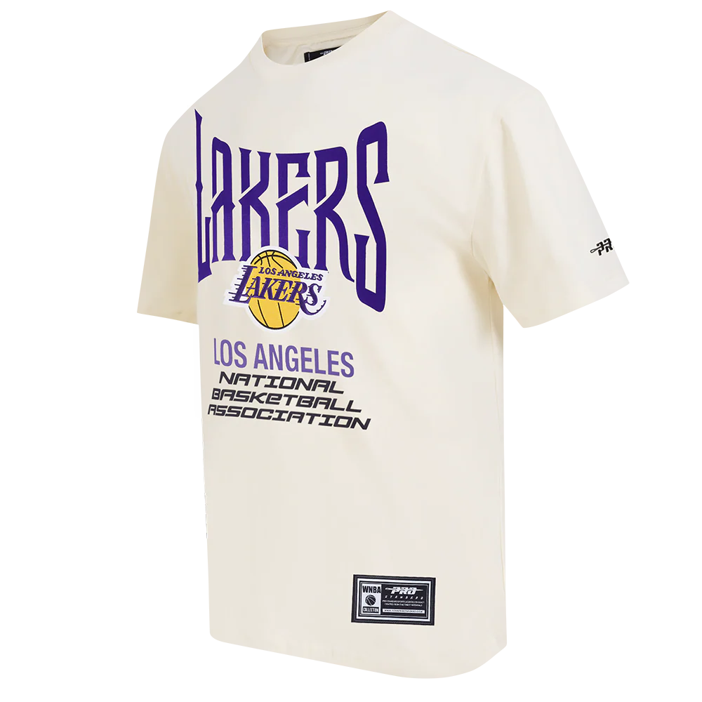 NBA LOS ANGELES LAKERS CITY TOUR 2.0 MEN'S COTTON JERSEY DROP SHOULDER TEE (EGGSHELL) - Image 2