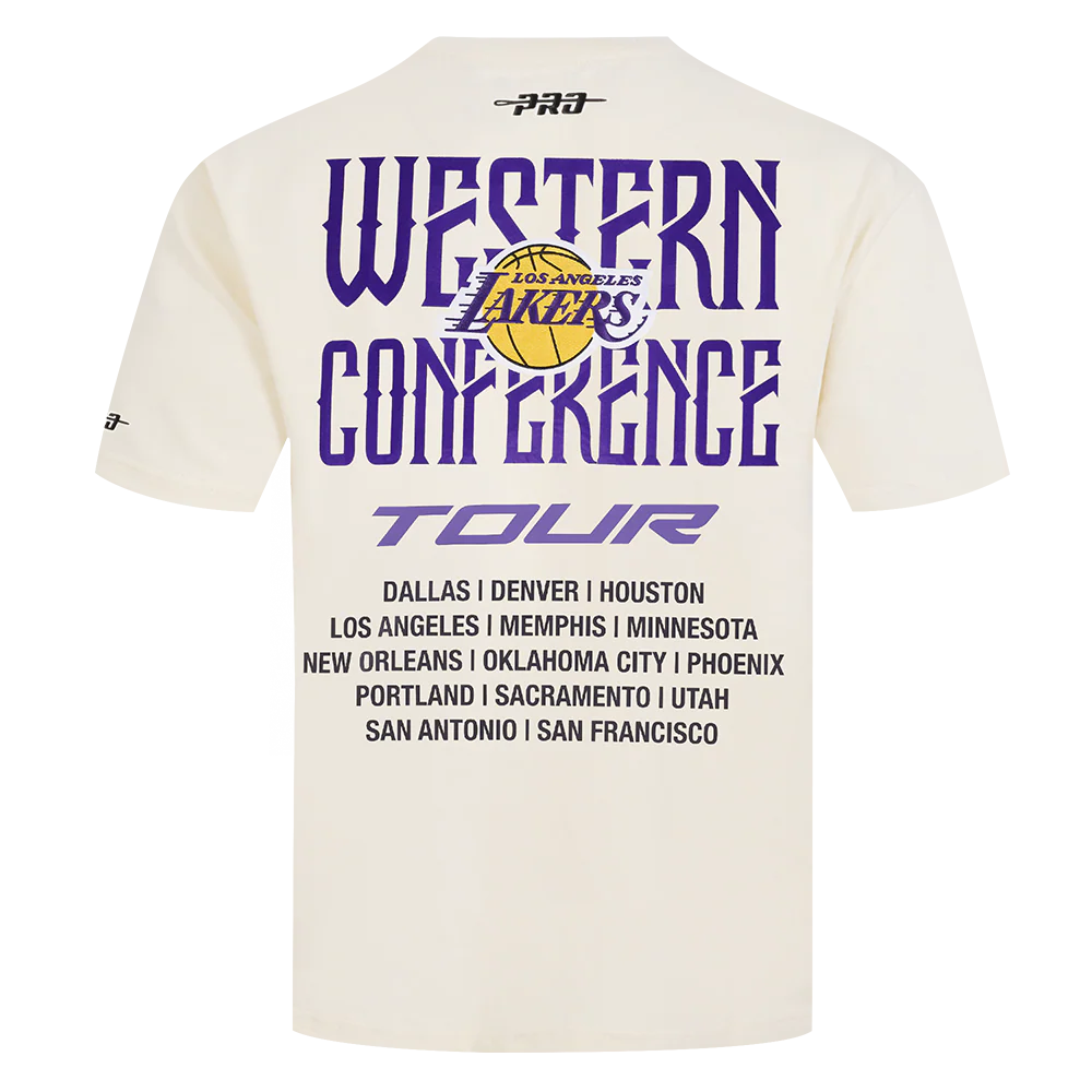 NBA LOS ANGELES LAKERS CITY TOUR 2.0 MEN'S COTTON JERSEY DROP SHOULDER TEE (EGGSHELL) - Image 3