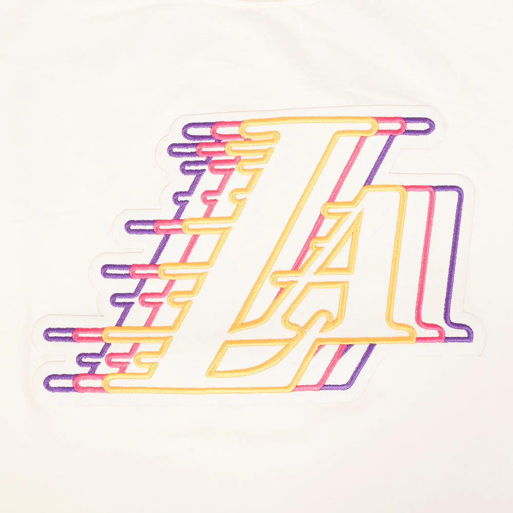 NBA LOS ANGELES LAKERS ECHO LOGO MEN'S SINGLE JERSEY TEE (EGGSHELL) - Image 5