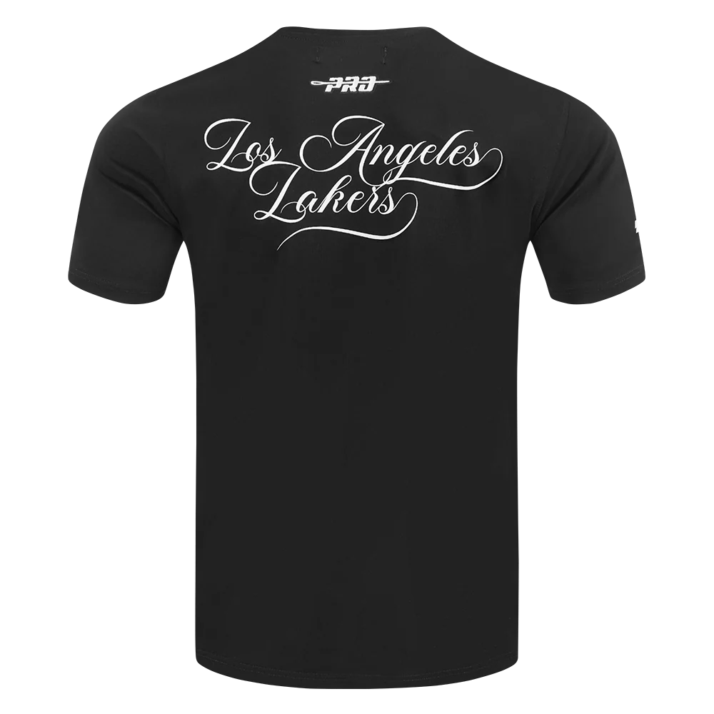 NBA LOS ANGELES LAKERS SUGAR SKULL MEN'S SINGLE JERSEY STRIPED TEE (BLACK/PURPLE) - Image 4