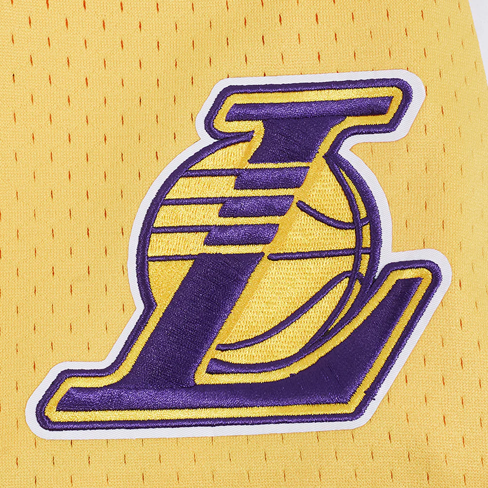 LOS ANGELES LAKERS CLASSIC MESH MEN'S BUTTON DOWN SHIRT (YELLOW/PURPLE) - Image 8