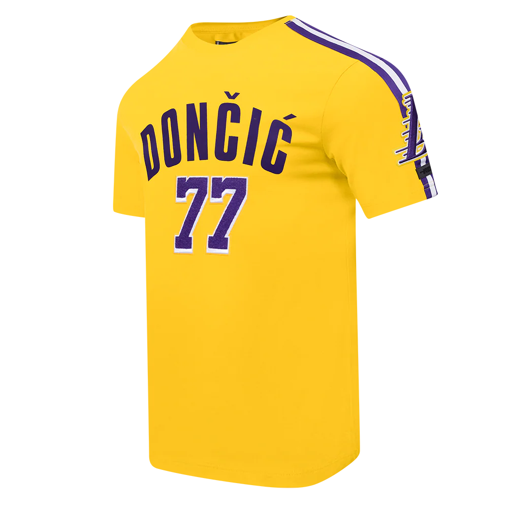 NBA LOS ANGELES LAKERS LUKA DONCIC #77 CLASSIC PNN MEN'S SJ TAPING T (YELLOW/PURPLE) - Image 2