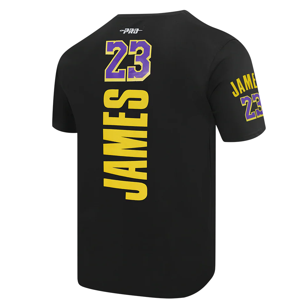 NBA LOS ANGELES LAKERS LEBRON JAMES #23 CLASSIC PNN MEN'S SJ TEE (BLACK) - Image 4