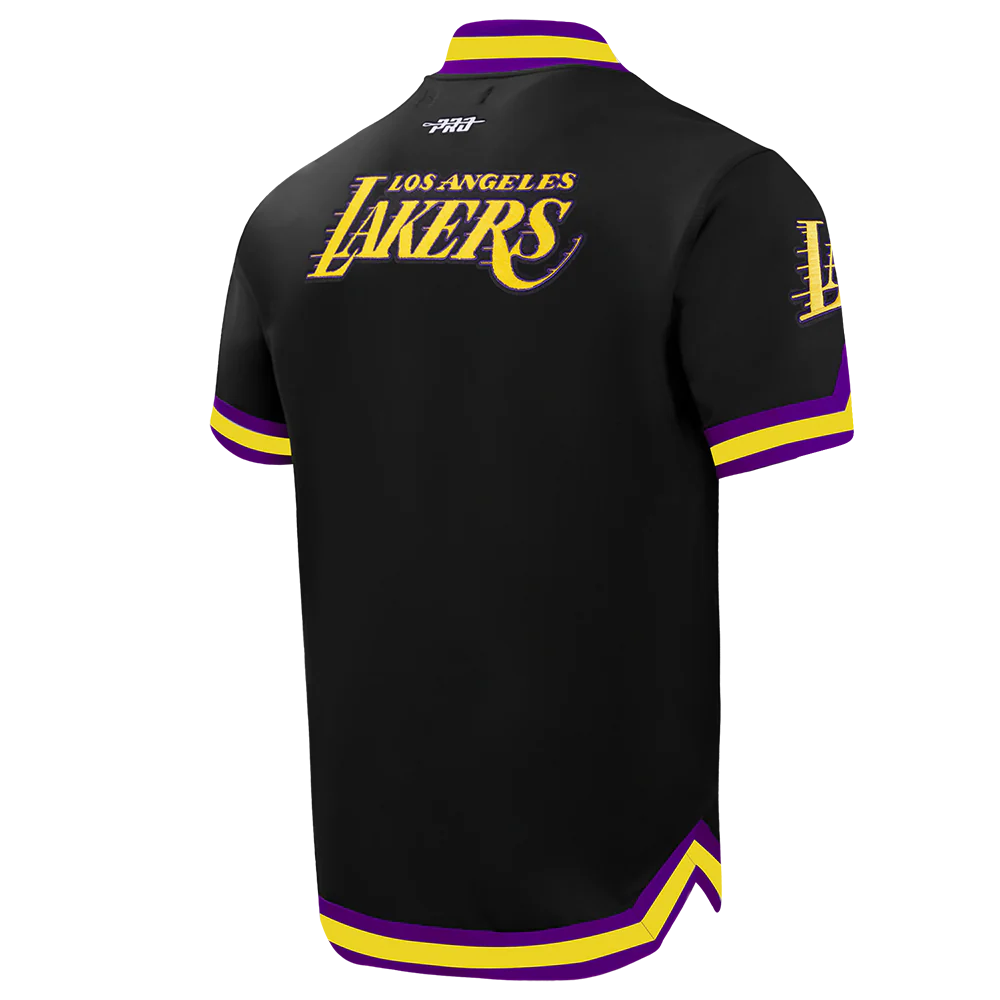 NBA LOS ANGELES LAKERS BRONNY JAMES JR. #9 CLASSIC PNN MEN'S DOUBLE KNIT JACKET (BLACK/PURPLE) - Image 4