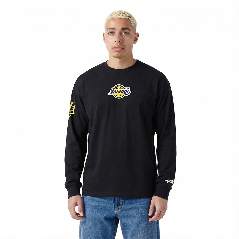 NBA LOS ANGELES LAKERS LIVING LARGE MEN'S DROP SHOULDER LS TEE (BLACK)