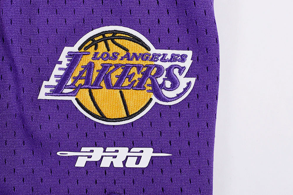 NBA LOS ANGELES LAKERS SCRIPT TAIL MEN'S DOUBLE KNIT 2.0 SHORT (BLACK/PURPLE) - Image 7