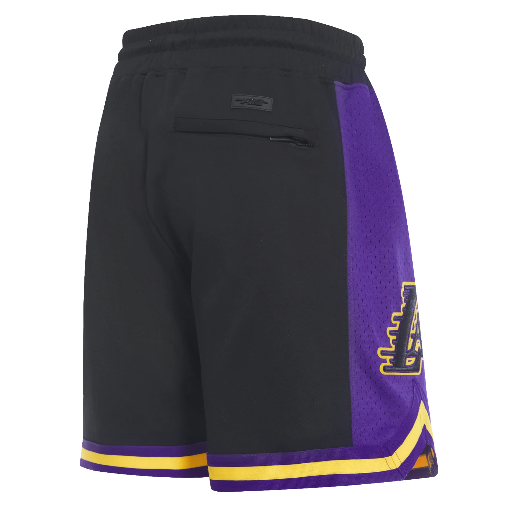 NBA LOS ANGELES LAKERS LEBRON JAMES #23 CLASSIC MEN'S DOUBLE KNIT 2.0 SHORT (BLACK/PURPLE) - Image 4