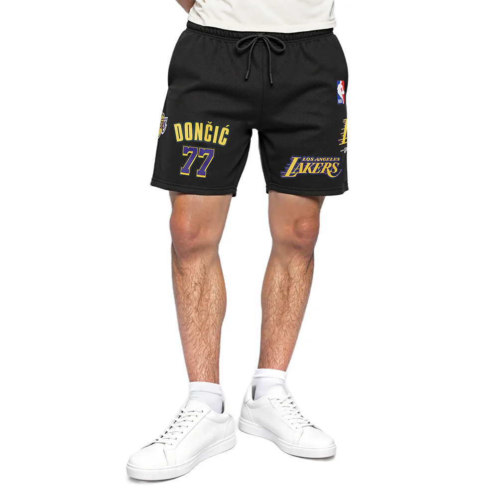 NBA LOS ANGELES LAKERS LUKA DONCIC #77 CLASSIC MESH PNN MEN'S MESH SHORT (BLACK) - Image 2