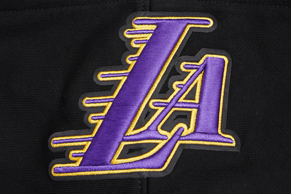 NBA LOS ANGELES LAKERS SCRIPT TAIL MEN'S RIB FLEECE PULLOVER HOODIE (BLACK/PURPLE) - Image 5