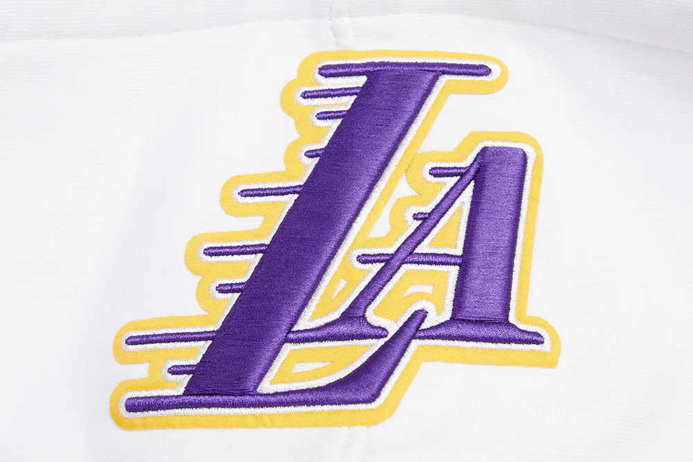 NBA LOS ANGELES LAKERS SCRIPT TAIL MEN'S RIB FLEECE PULLOVER HOODIE (WHITE/BLACK) - Image 5