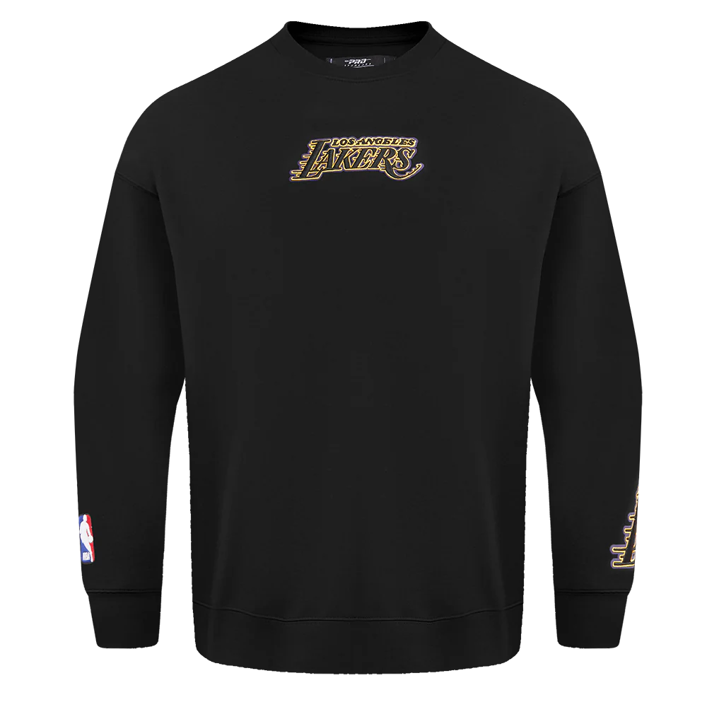 NBA LOS ANGELES LAKERS WINGSPAN MEN'S DROP SHOULDER FLEECE CREWNECK (BLACK) - Image 2