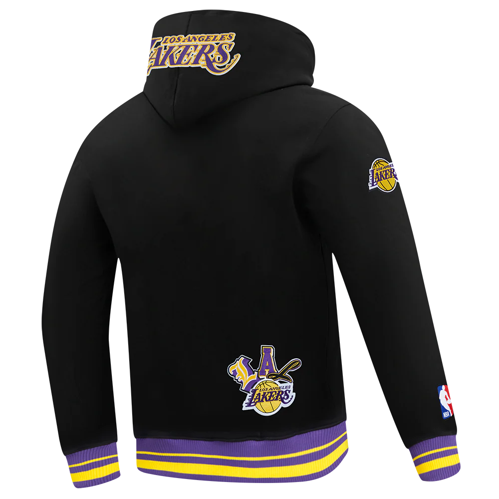 NBA LOS ANGELES LAKERS CITY RANSOM MEN'S RIB FLC PO HOODIE (BLACK/PURPLE) - Image 4