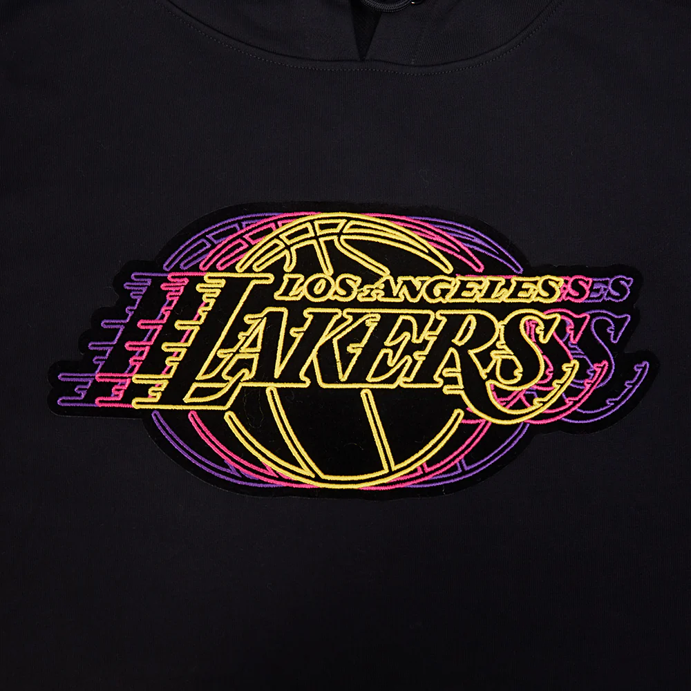 NBA LOS ANGELES LAKERS ECHO LOGO MEN'S FLEECE PULLOVER HOODIE (BLACK) - Image 6