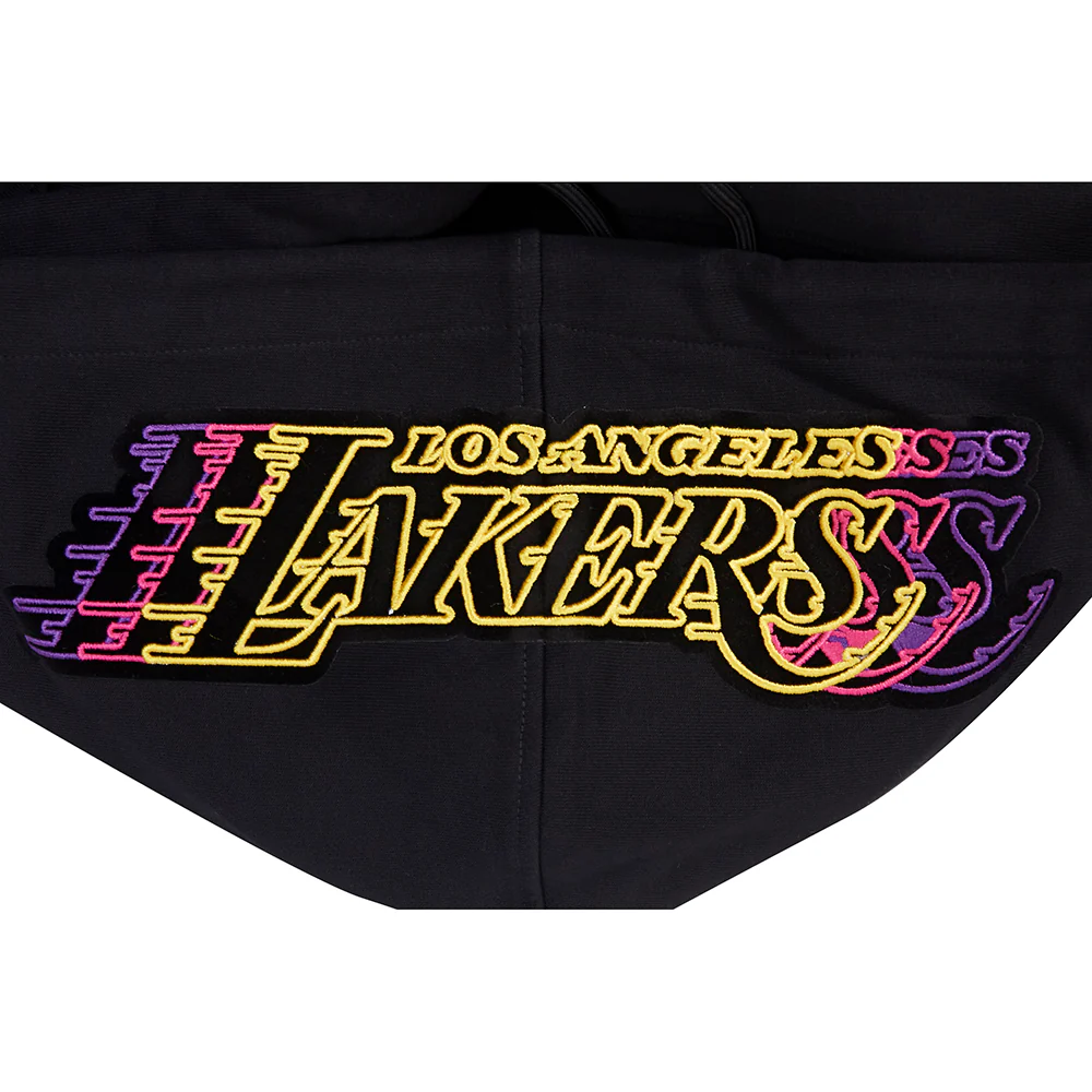 NBA LOS ANGELES LAKERS ECHO LOGO MEN'S FLEECE PULLOVER HOODIE (BLACK) - Image 9