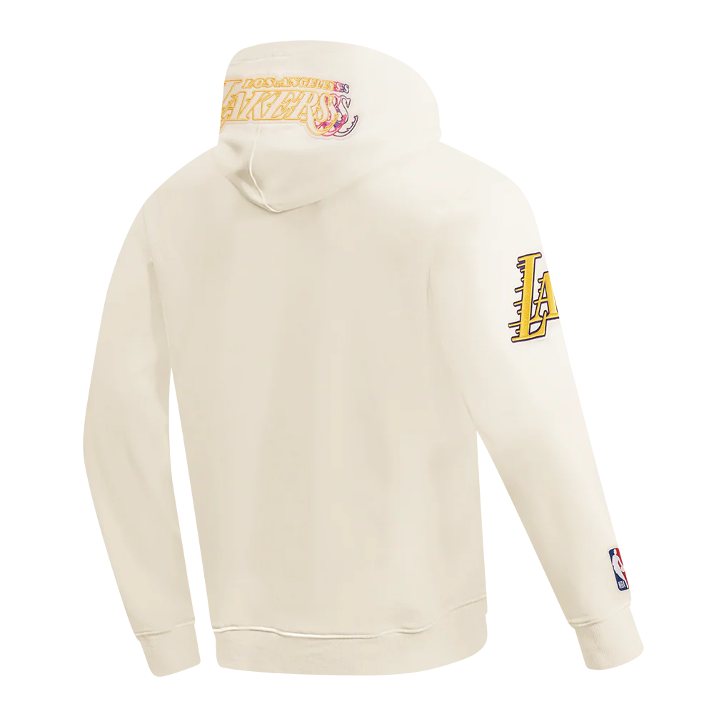 NBA LOS ANGELES LAKERS ECHO LOGO MEN'S FLEECE PULLOVER HOODIE (EGGSHELL) - Image 4