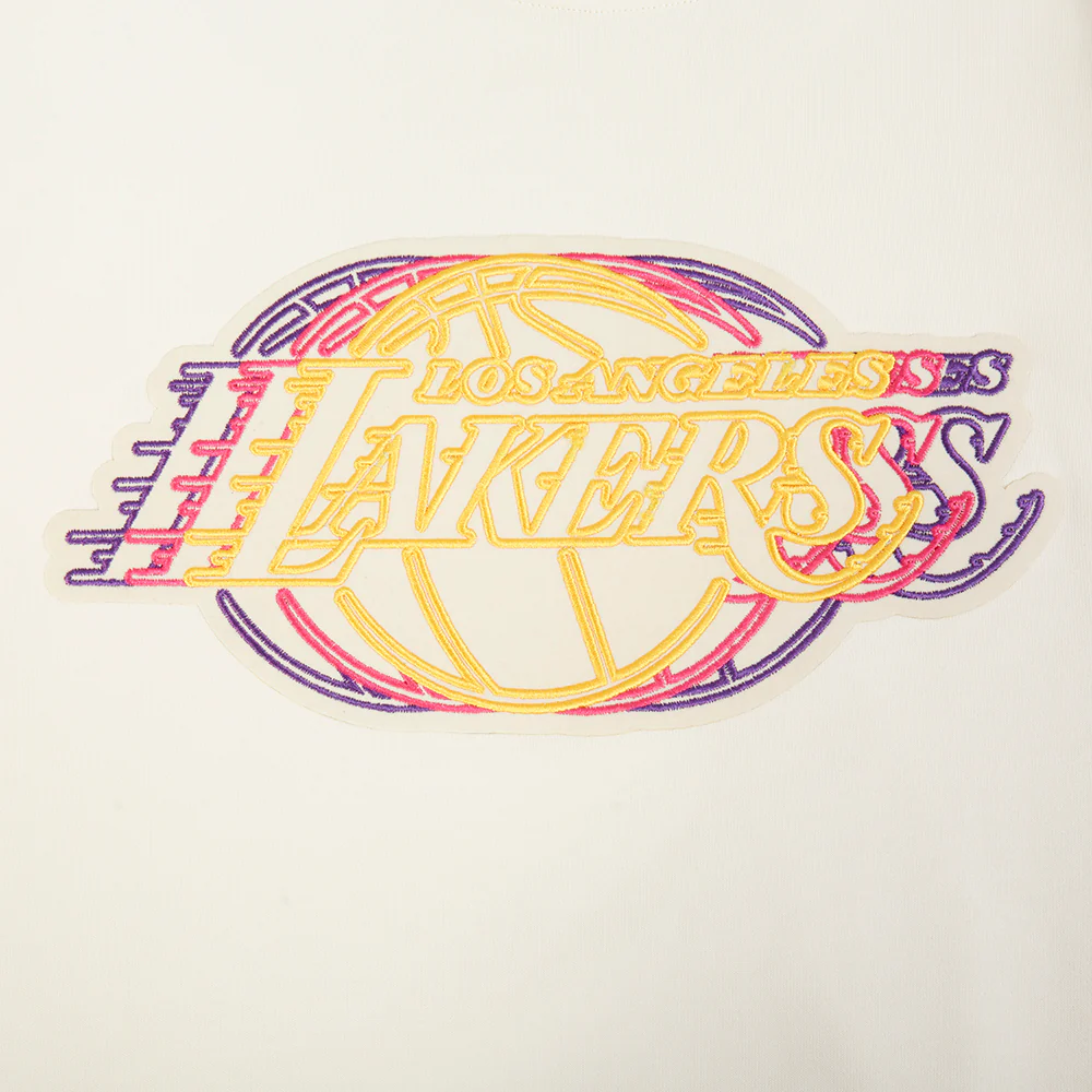 NBA LOS ANGELES LAKERS ECHO LOGO MEN'S FLEECE PULLOVER HOODIE (EGGSHELL) - Image 5