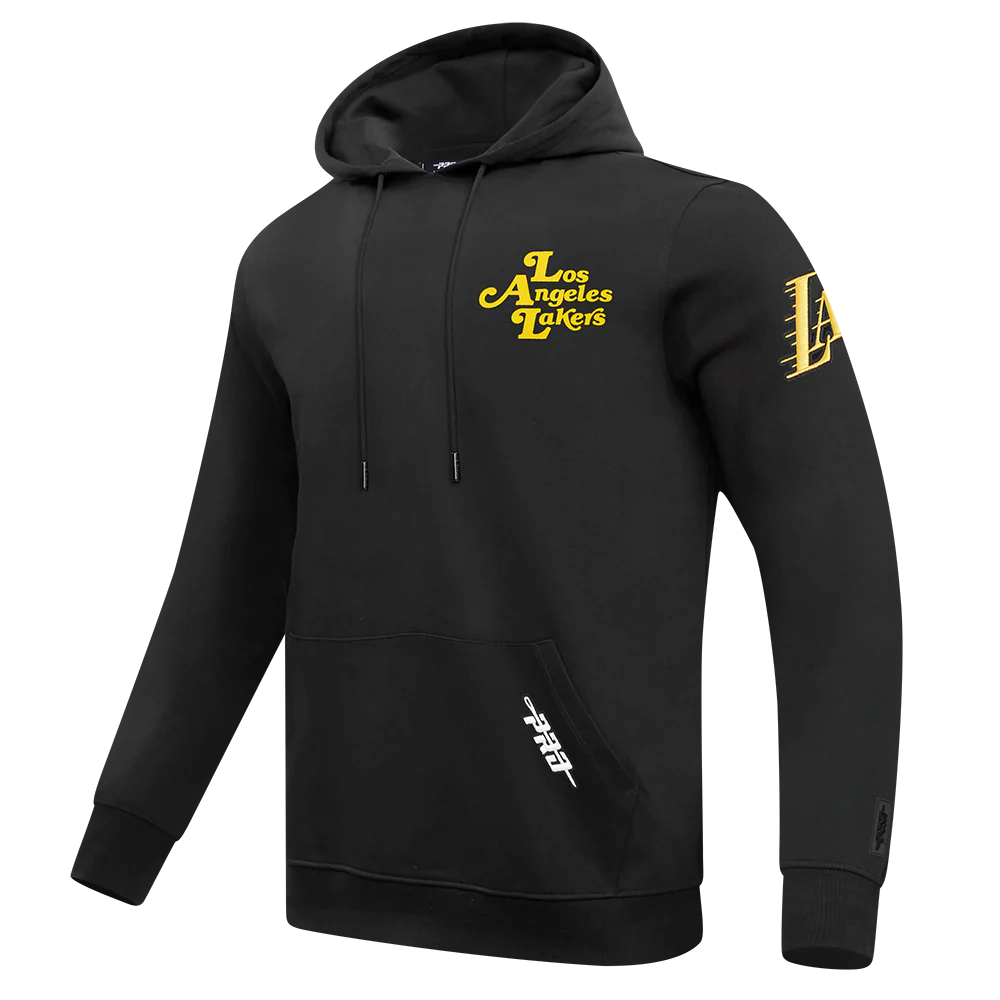 NBA LOS ANGELES LAKERS SOUVENIR MEN'S FLEECE PULLOVER HOODIE (BLACK) - Image 4