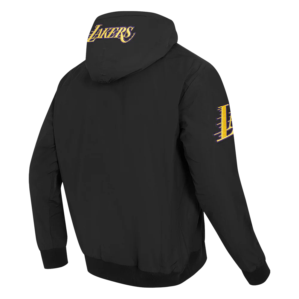 NBA LOS ANGELES LAKERS CLASSIC WIND SUIT MEN'S WOVEN FULL ZIP PULLOVER HOODIE (BLACK) - Image 4