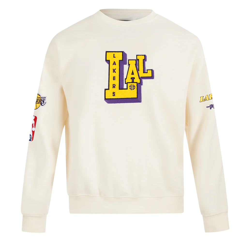 NBA LOS ANGELES LAKERS BEST OF MEN'S DROP SHOULDER FLC CREWNECK (EGGSHELL)