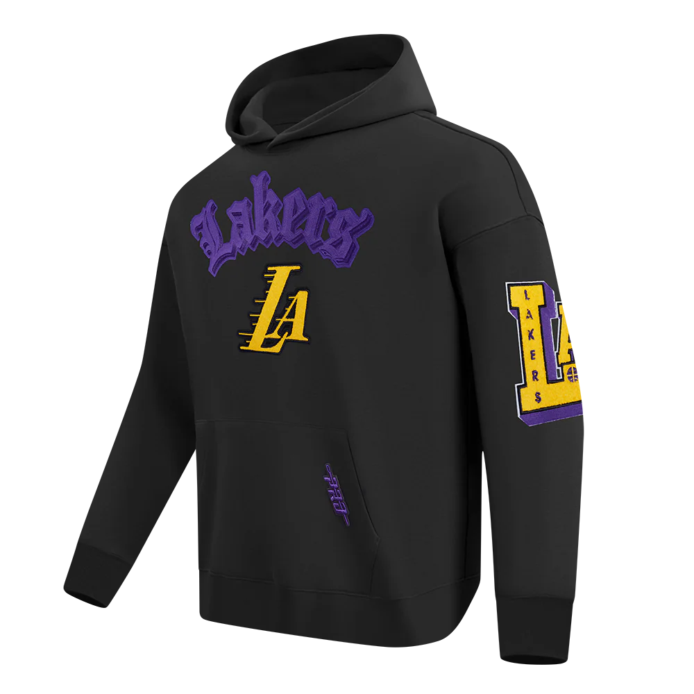 NBA LOS ANGELES LAKERS BEST OF MEN'S DROP SHOULDER FLC PO HOODIE (BLACK) - Image 3