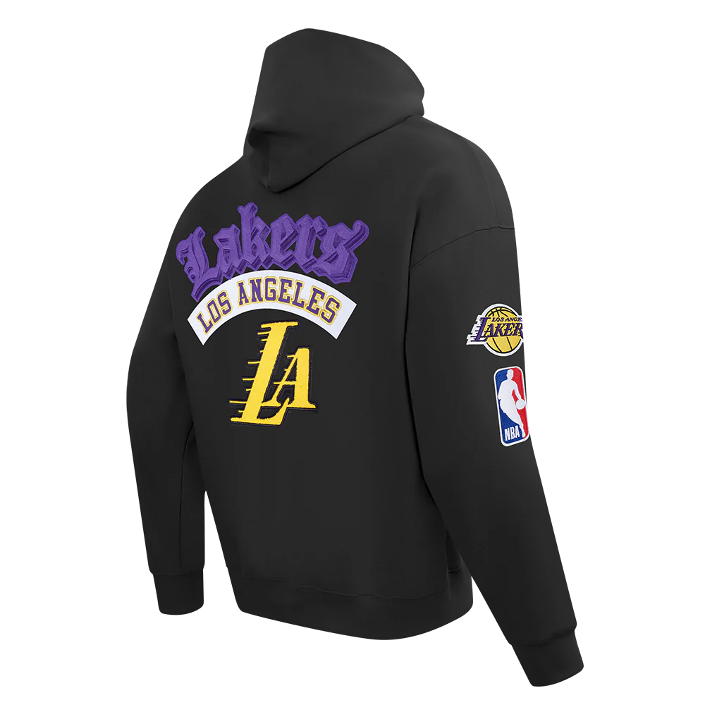 NBA LOS ANGELES LAKERS BEST OF MEN'S DROP SHOULDER FLC PO HOODIE (BLACK) - Image 4