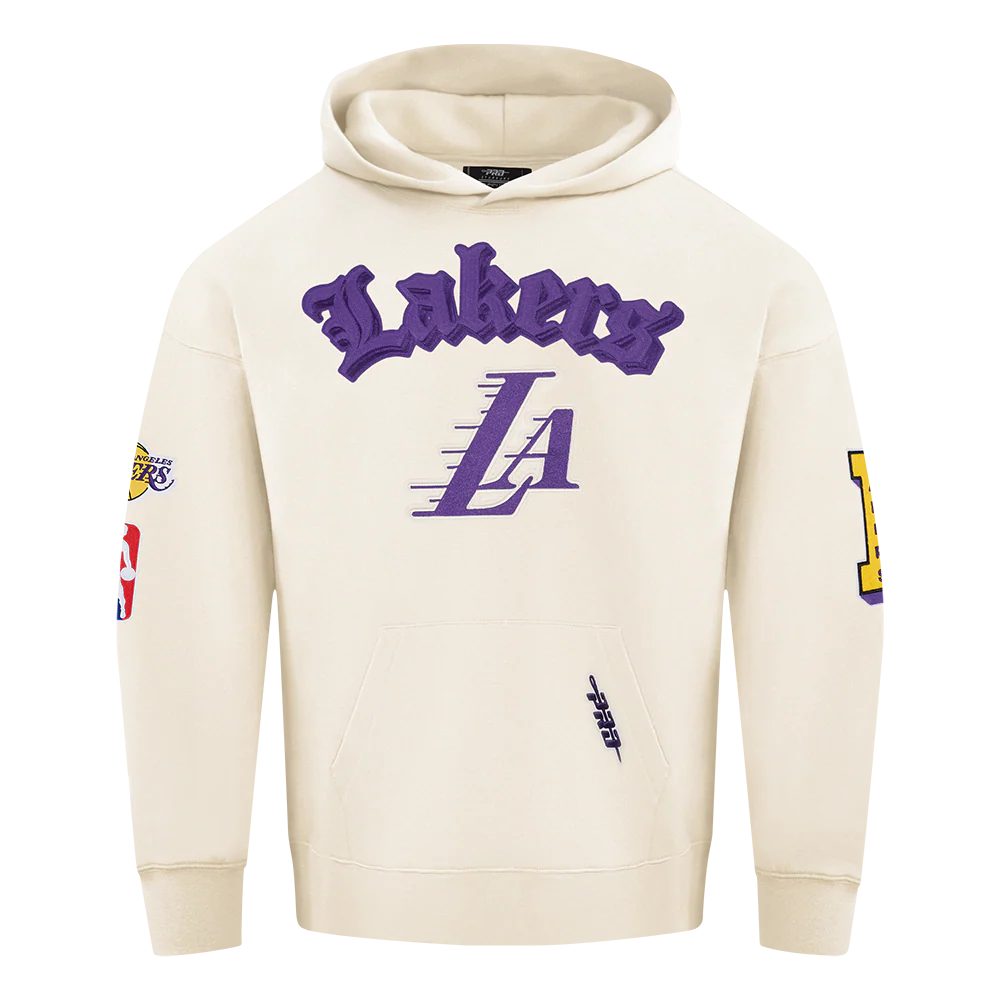 NBA LOS ANGELES LAKERS BEST OF MEN'S DROP SHOULDER FLC PO HOODIE (EGGSHELL)