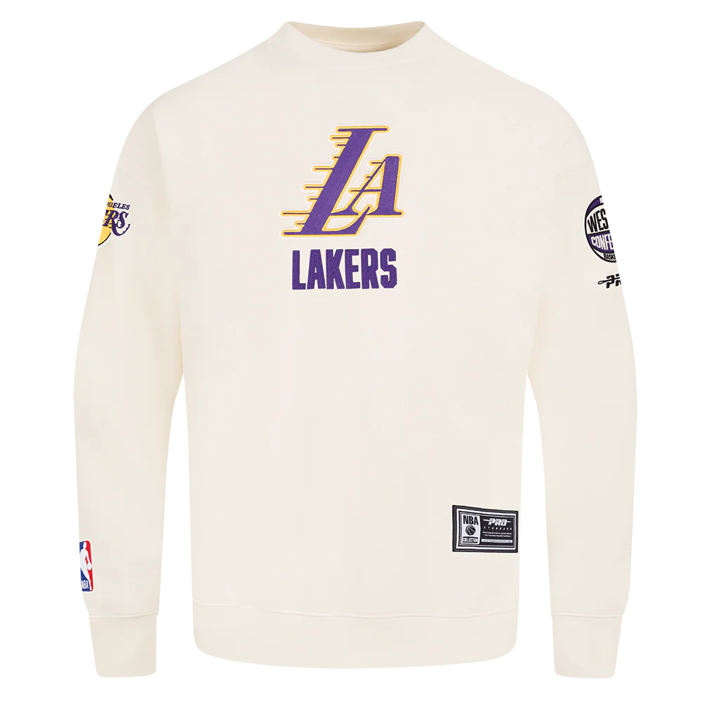 LOS ANGELES LAKERS MODERN ORIGINALS MEN'S FLC CREWNECK (EGGSHELL) - Image 3
