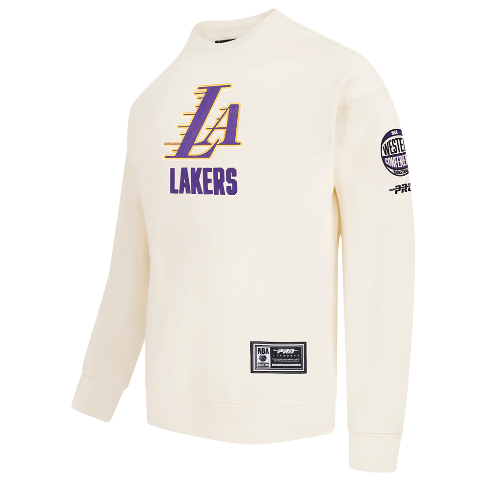 LOS ANGELES LAKERS MODERN ORIGINALS MEN'S FLC CREWNECK (EGGSHELL) - Image 5