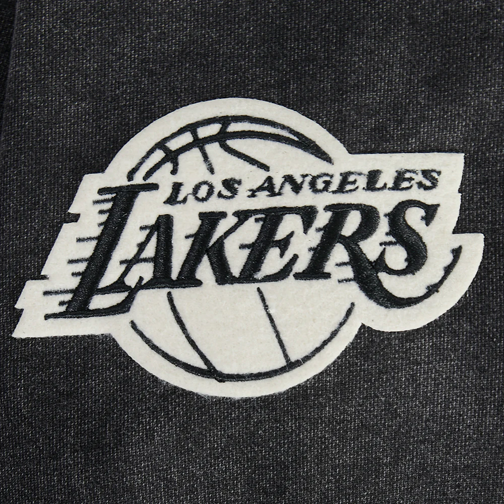 NBA LOS ANGELES LAKERS STREET TEAM MEN'S ENZYME WASH DS FT PO HOODIE (WASHED BLACK) - Image 8