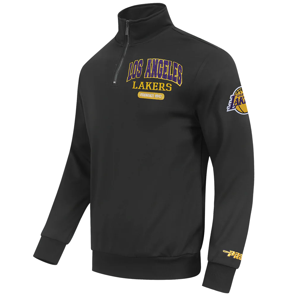 NBA LOS ANGELES LAKERS CITY ARCH MEN'S FLC 1/4 ZIP (BLACK) - Image 3