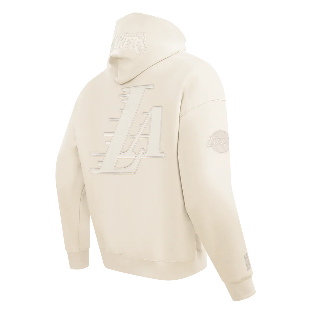 NBA LOS ANGELES LAKERS LEBRON JAMES #23 NEUTRAL PNN MEN'S DROP SHOULDER FLC PO HOODIE (EGGSHELL) - Image 4