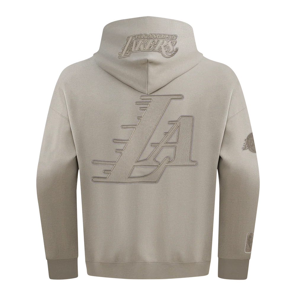 NBA LOS ANGELES LAKERS LEBRON JAMES #23 NEUTRAL PNN MEN'S DROP SHOULDER FLC PO HOODIE (TAUPE) - Image 3