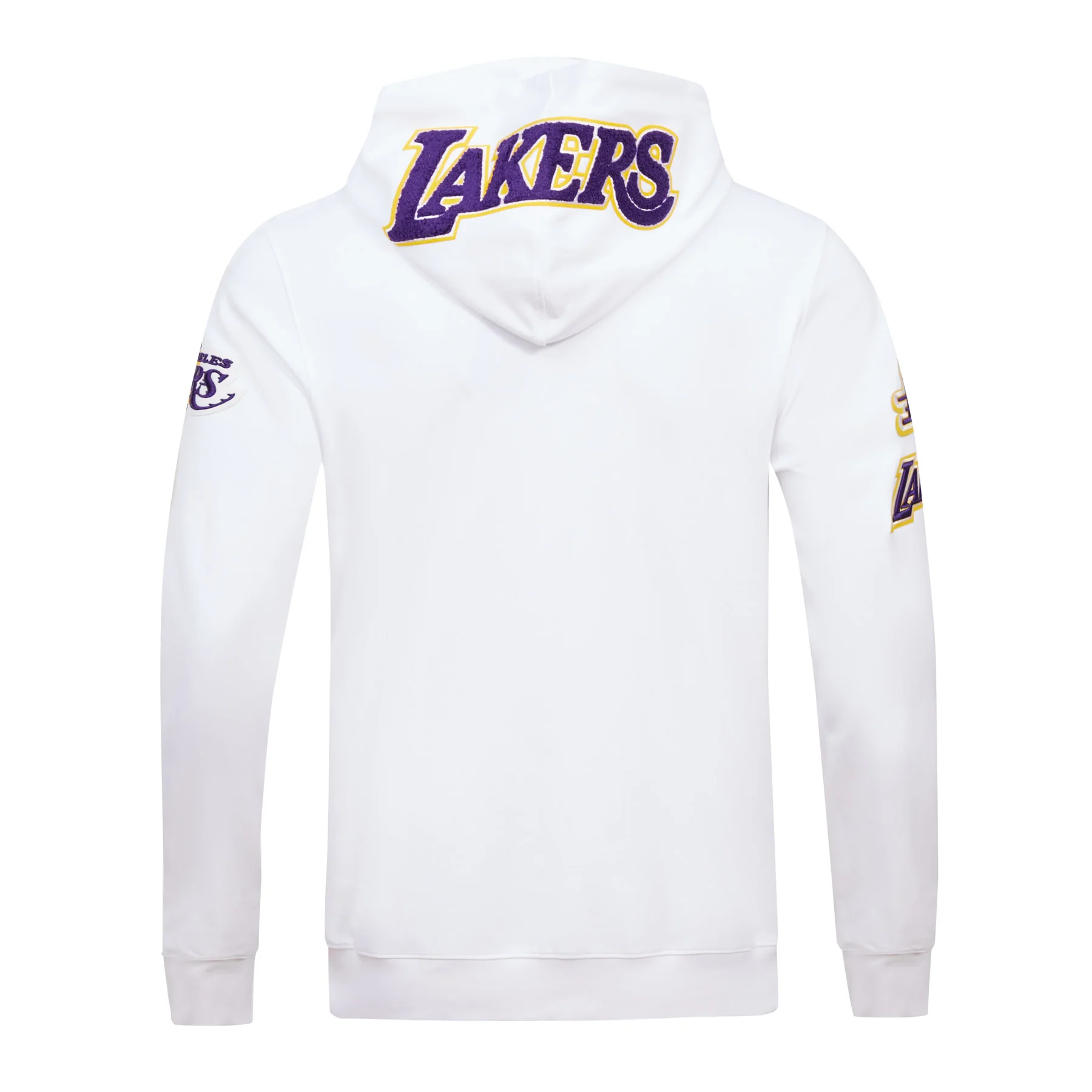 NBA LOS ANGELES LAKERS CLASSIC CHENILLE MEN'S FULL ZIP PULLOVER HOODIE (WHITE) - Image 4