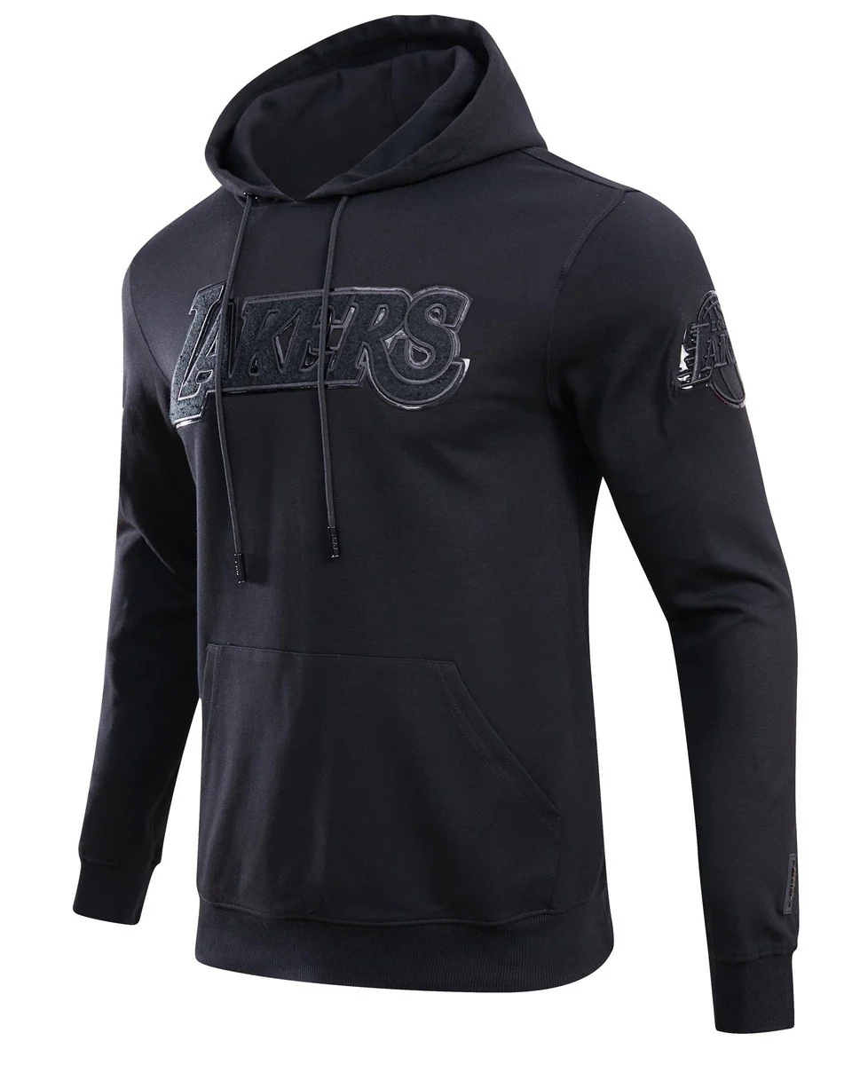 NBA LOS ANGELES LAKERS TRIPLE BLACK LOGO MEN'S PULLOVER HOODIE (BLACK) - Image 3