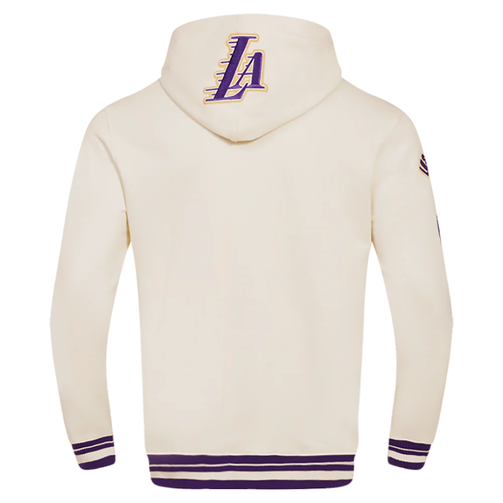 NBA LOS ANGELES LAKERS RETRO CLASSIC MEN'S PULLOVER HOODIE (EGGSHELL/PURPLE) - Image 4