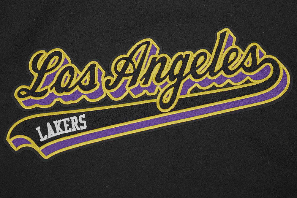 NBA LOS ANGELES LAKERS SCRIPT TAIL MEN'S RIB WOOL VARSITY (BLACK/PURPLE) - Image 8