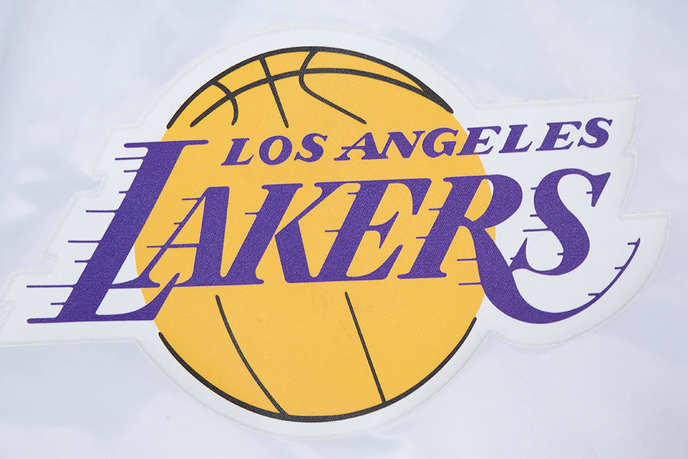 NBA LOS ANGELES LAKERS SCRIPT TAIL MEN'S SATIN JACKET (WHITE/BLACK) - Image 8